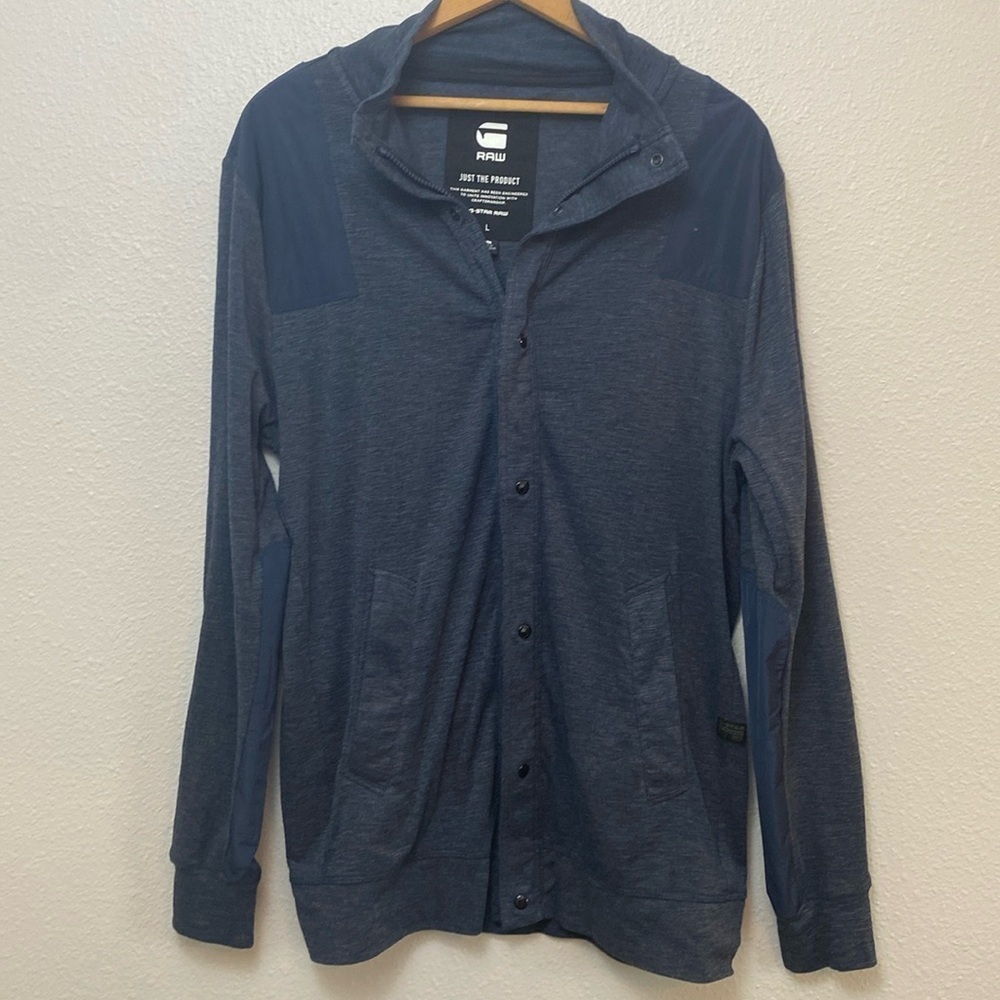 G Star Raw Krozan Collar Cardigan Sweater Navy Blue Size Large